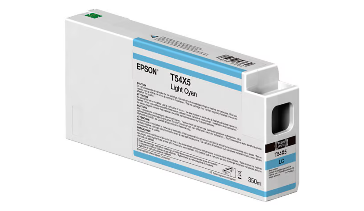 Epson light cyan ink cartridge on a white background