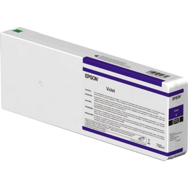 Epson ink cartridge packaging for violet ink on a white background