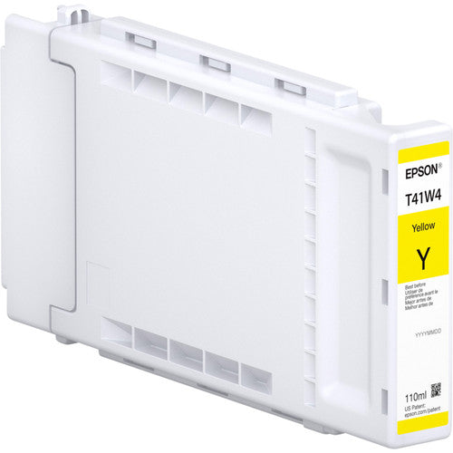 Yellow Epson ink cartridge on a white background
