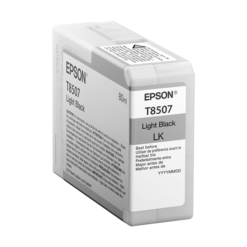 Epson T8507 light black ink cartridge on a white background
