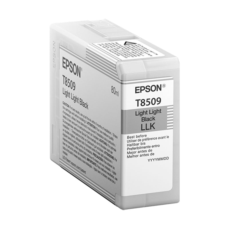 Epson T8509 light light black ink cartridge on a white background