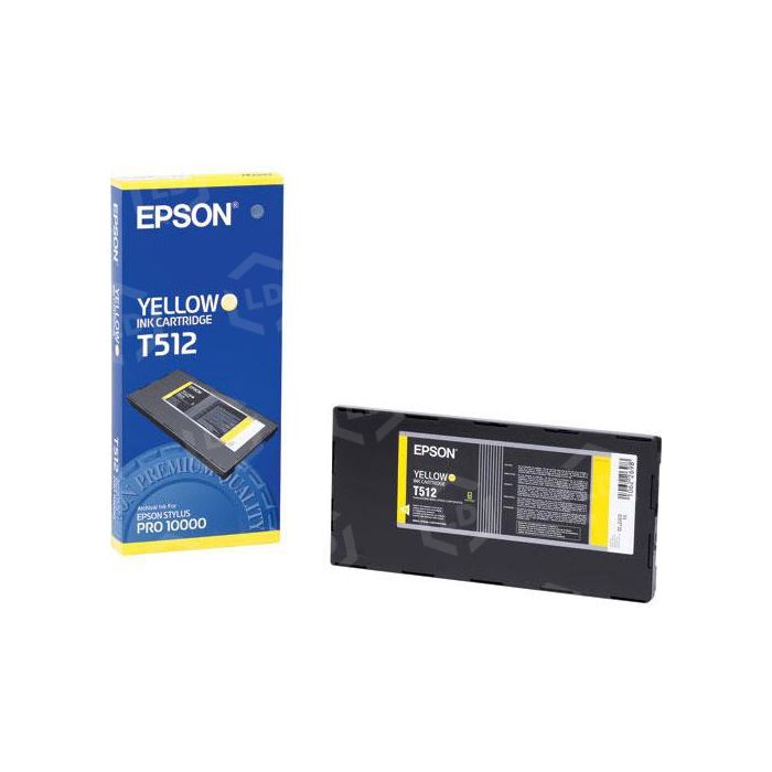 Epson yellow ink cartridge with packaging on a white background