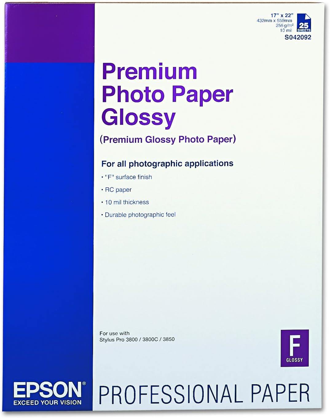 Epson Premium Glossy Photo - 17" x 22" 25 Sheets