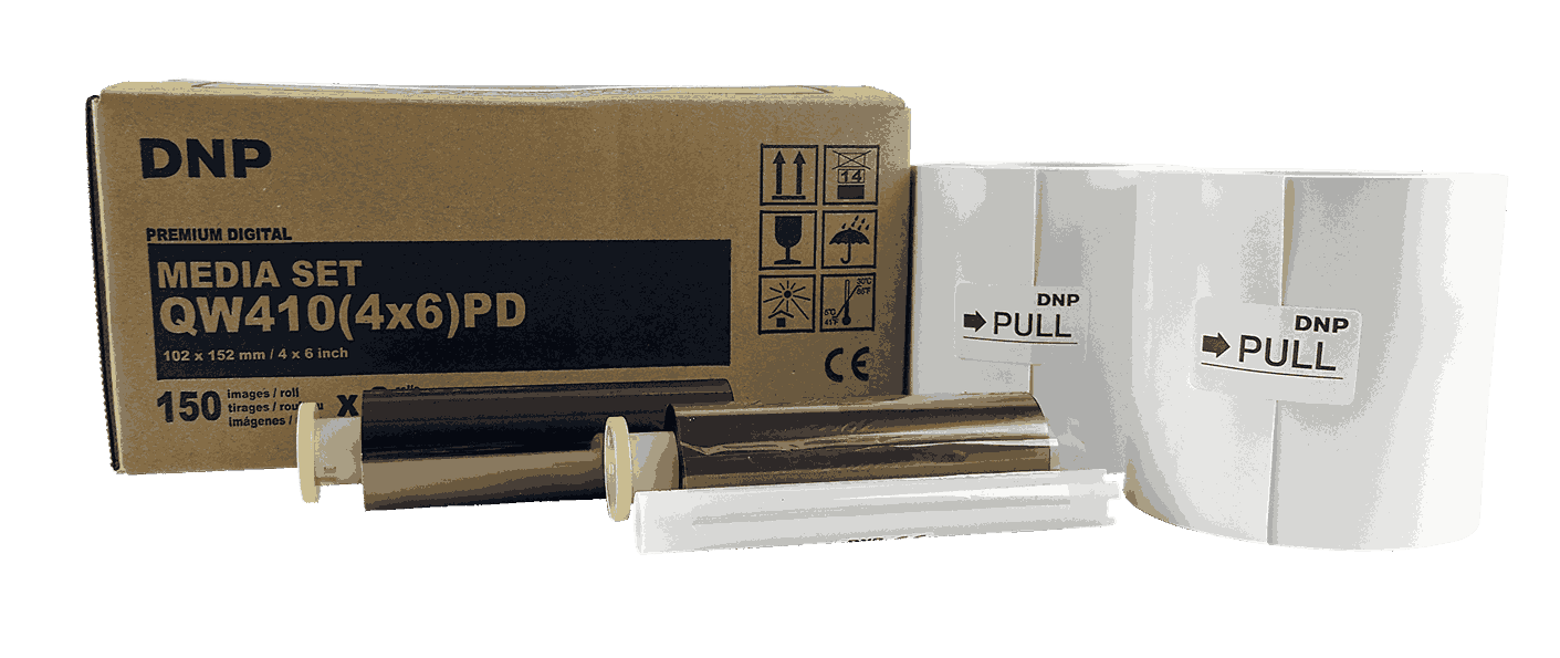 DNP Media Set QW410 for 4x6 prints, featuring high-quality dip media for professional photo printing.