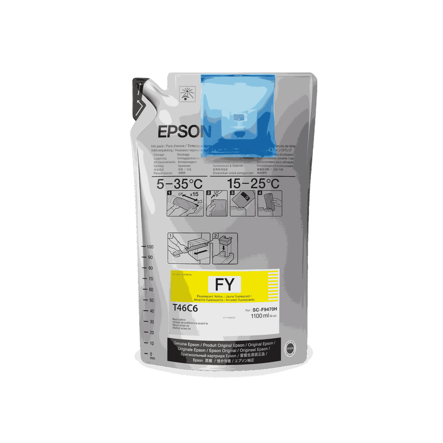 Epson Ultrachrome DS T46C Fluorescent Yellow, 1L, 2 Pack