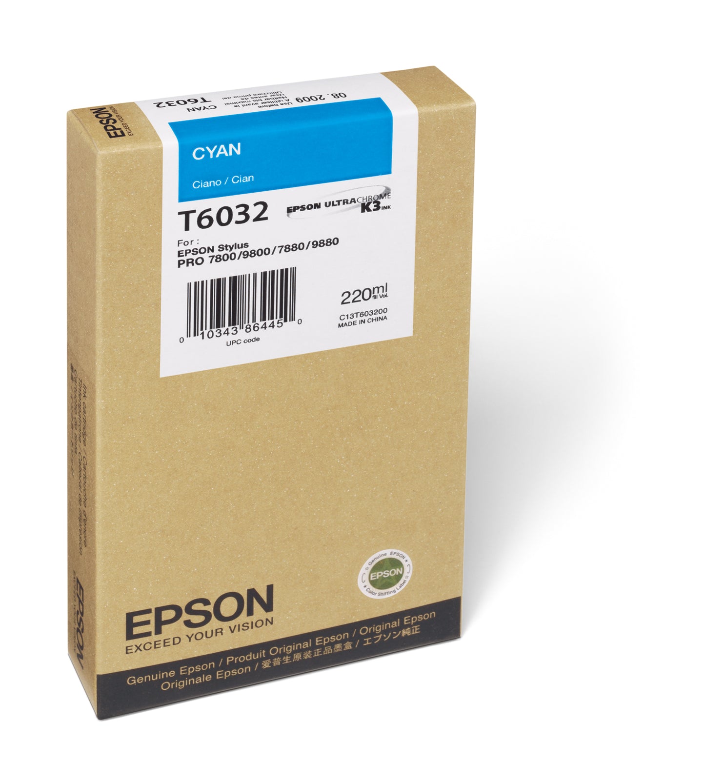 Epson 7800/7880/9800/9880 Cyan Ink UltraChrome (220ml)