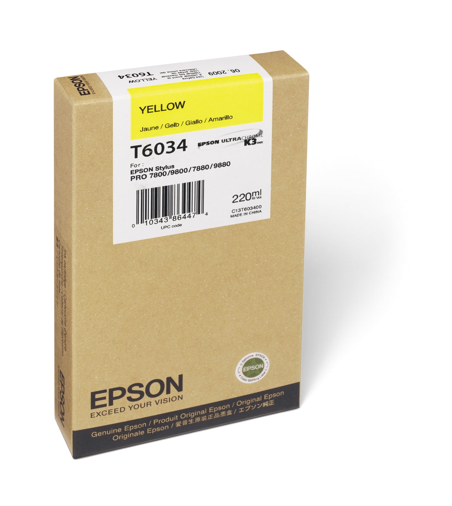 Epson 7800/7880/9800/9880 Yellow Ink UltraChrome (220ml)