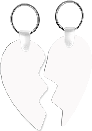 Unisub 2.73" x 3.18" Aluminum Key Chain Two Part Heart 2 Sided