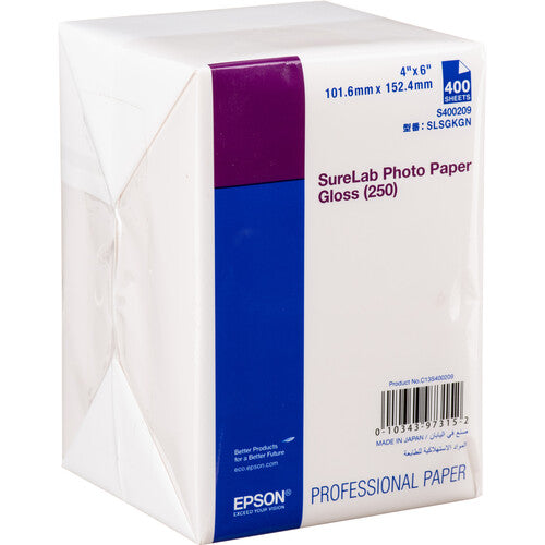 Epson SureLab Photo Paper Gloss (250) - 4in x 6in, 400 sheets