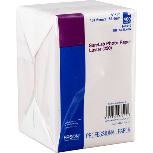 Epson SureLab Photo Paper Luster (250) - 4in x 6in, 400 sheets