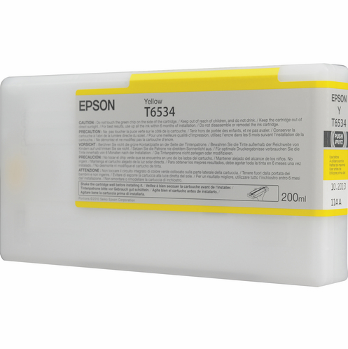 Epson yellow ink cartridge packaging on a white background