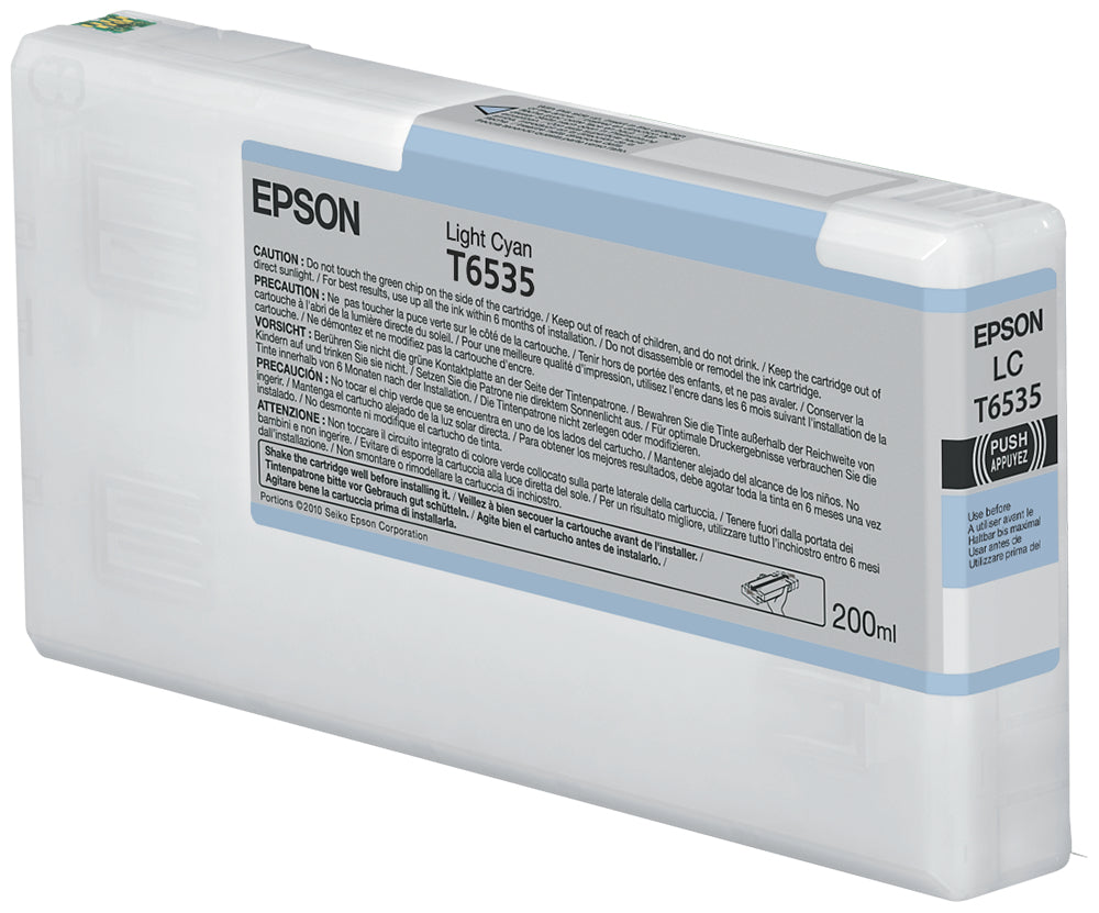 Epson light cyan ink cartridge on a white background