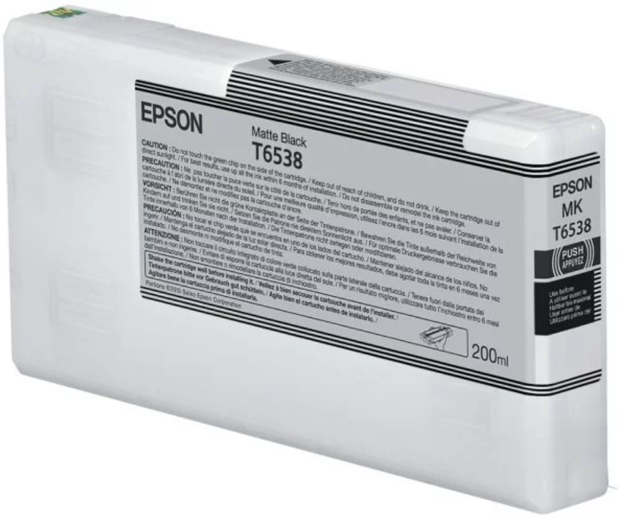 Epson T6638 matte black ink cartridge on a white background