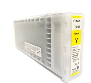 Epson ink cartridge with yellow label on a white background