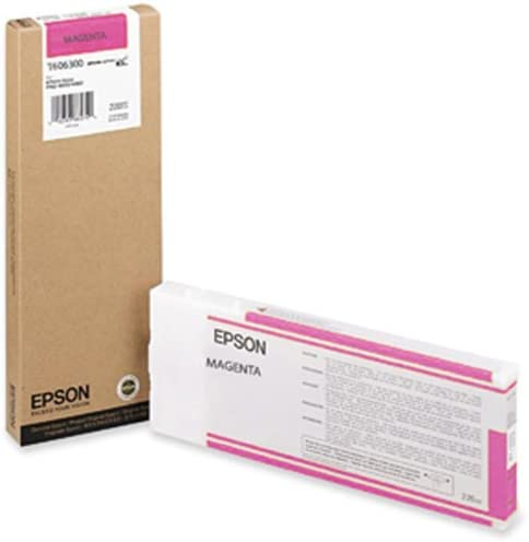 Epson magenta ink cartridge with packaging on a white background