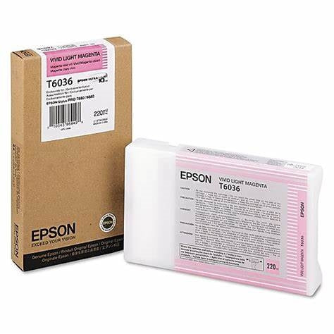 Epson Vivid Light Magenta ink cartridge and packaging on a white background