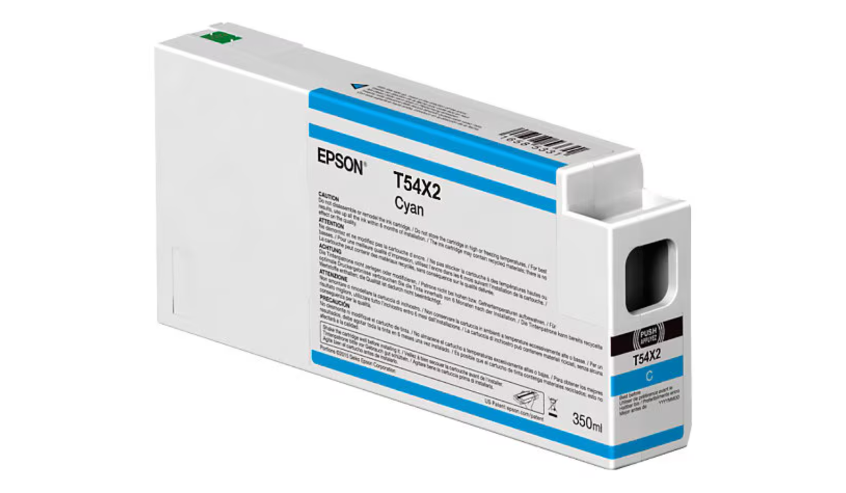 Epson T54X2 cyan ink cartridge packaging on a white background