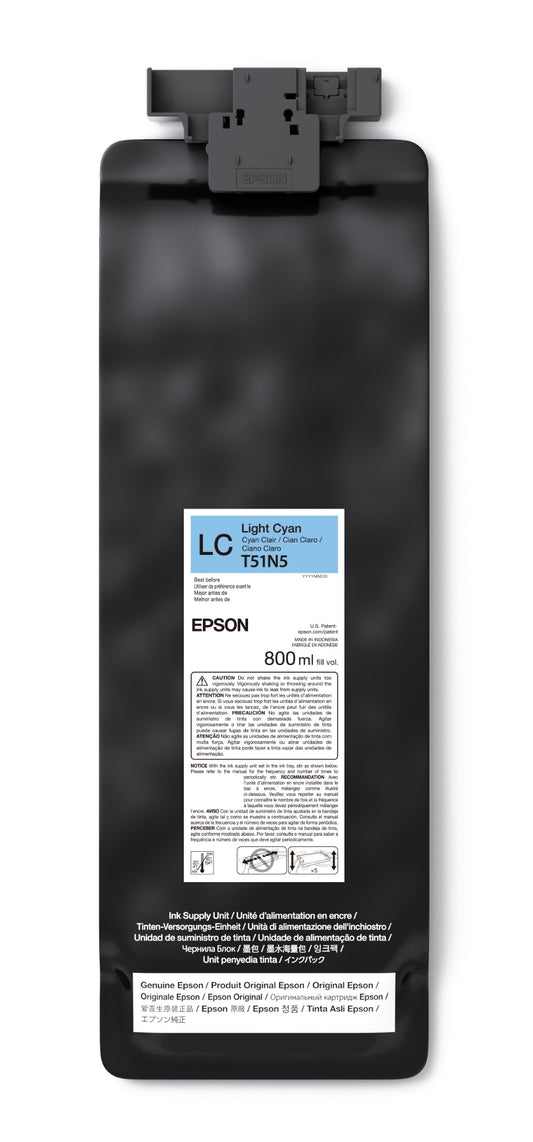Epson 800ml T51N UltraChrome GS3 Eco-Solvent Ink for SureColor S9170 Printer - Light Cyan