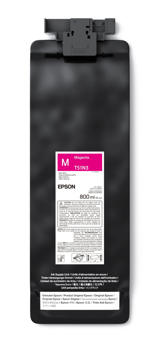 Epson 800ml T51N UltraChrome GS3 Eco-Solvent Ink for SureColor S7170/S9170 Printer - Magenta