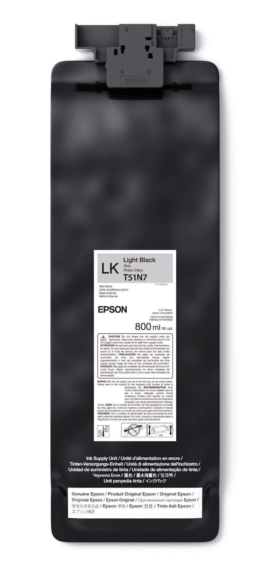 Epson 800ml T51N UltraChrome GS3 Eco-Solvent Ink for SureColor S9170 Printer - Light Black