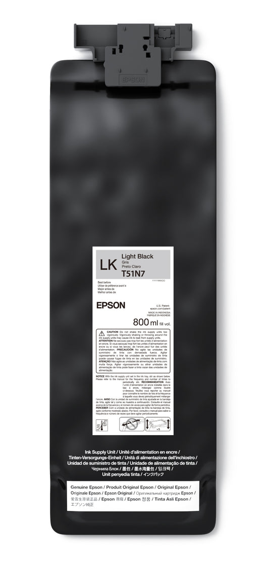 Epson 800ml T51N UltraChrome GS3 Eco-Solvent Ink for SureColor S9170 Printer - Light Black