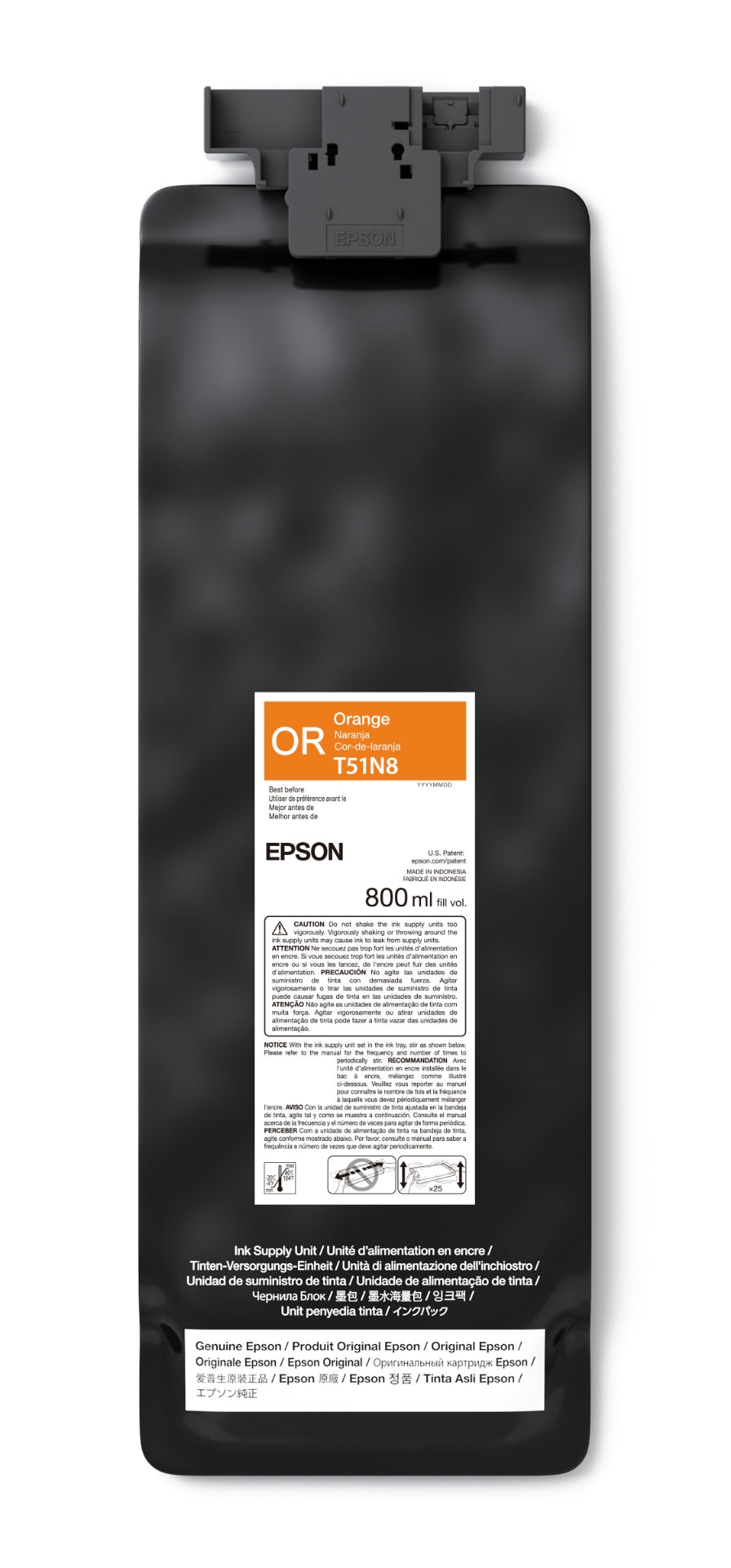 Epson 800ml T51N UltraChrome GS3 Eco-Solvent Ink for SureColor S9170 Printer - Orange