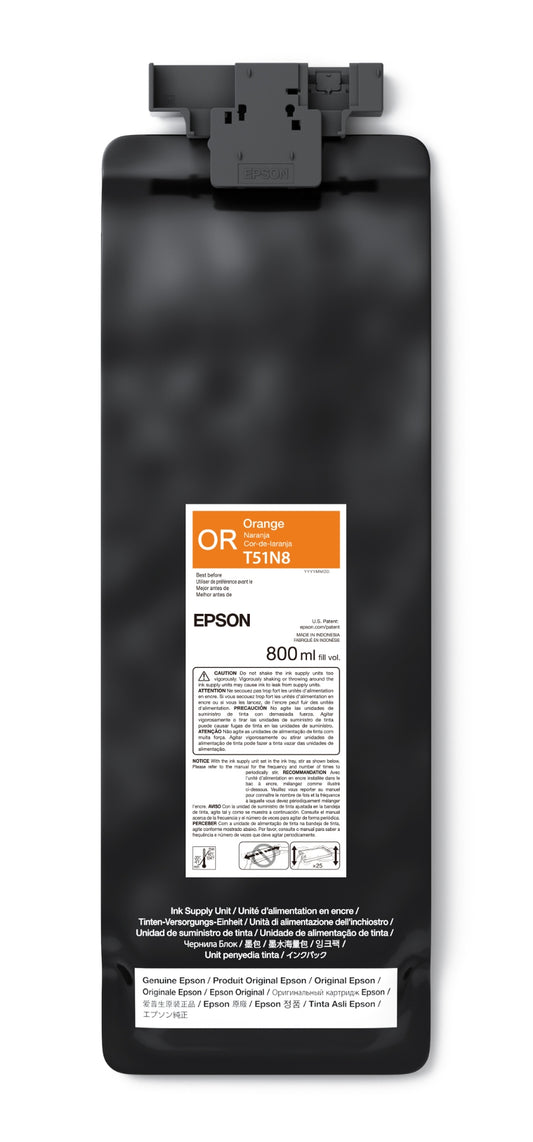 Epson 800ml T51N UltraChrome GS3 Eco-Solvent Ink for SureColor S9170 Printer - Orange