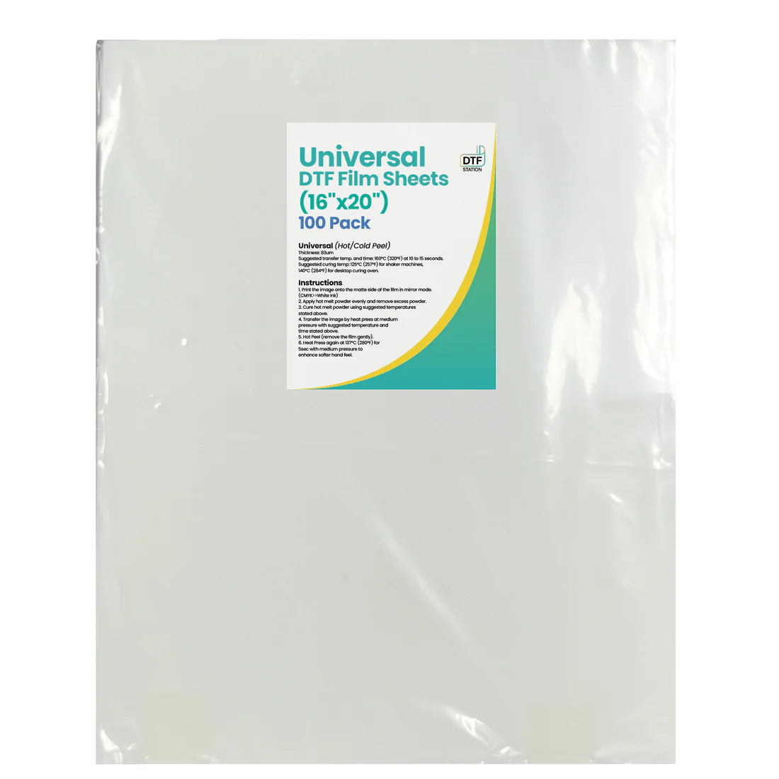 Color Prime Universal Peel DTF Film - 16in x 20in, 200 Sheets