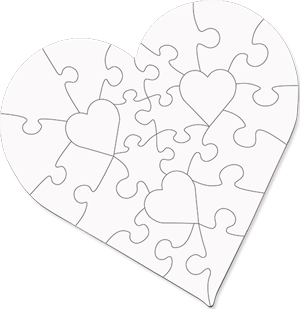 Unisub 6.7" Heart Shape MDF Jigsaw Puzzle 25 Piece