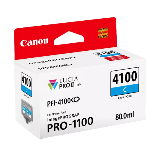 Canon 80ml PFI-4100 Ink for PRO-1100 Printer - Cyan