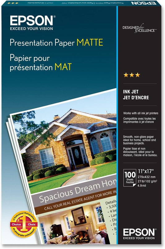Epson Presentation Matte - 11" x 17" 100 Sheets (S041070)