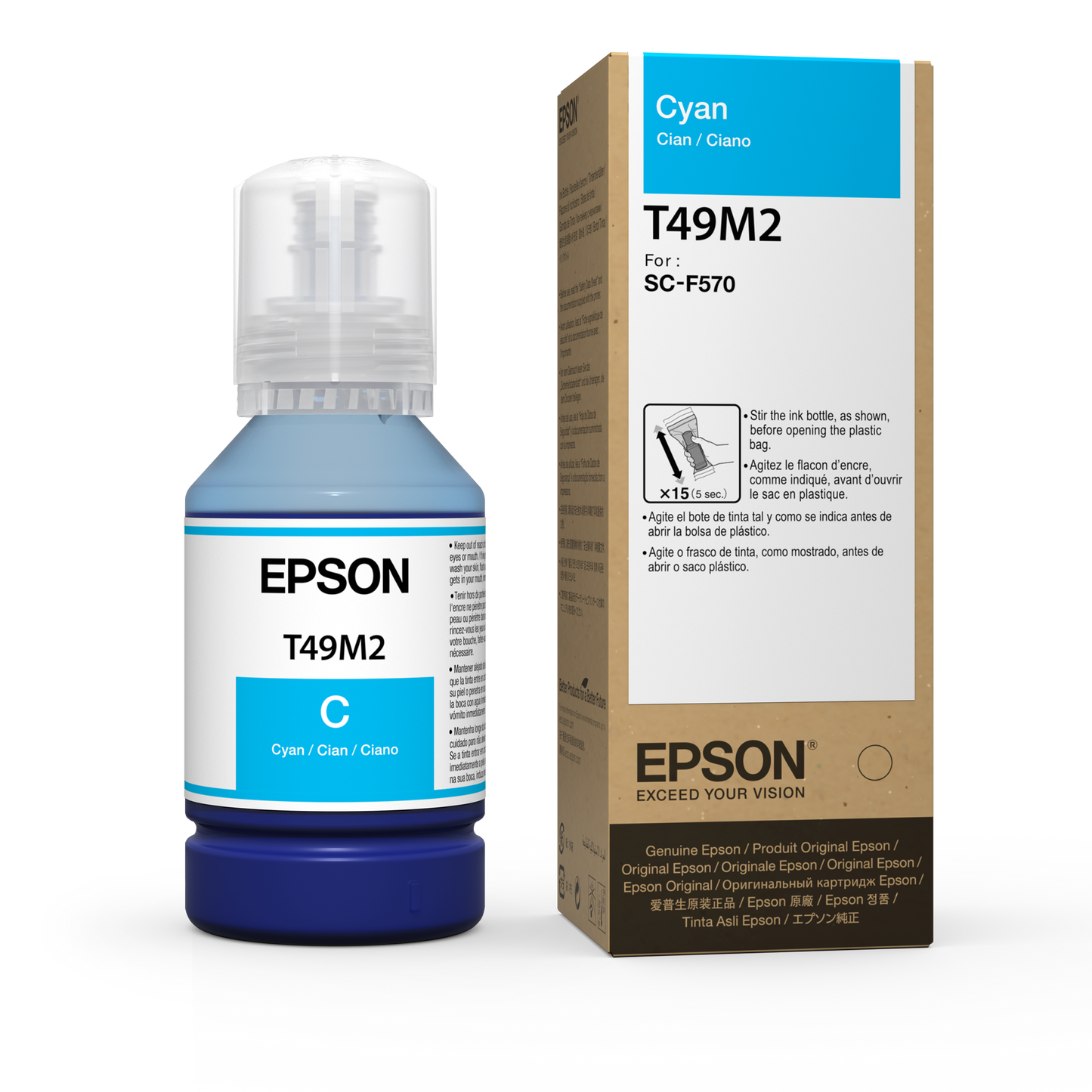 Epson 140ml T49M UltraChrome Dye Sub Ink - Cyan (T49M220)