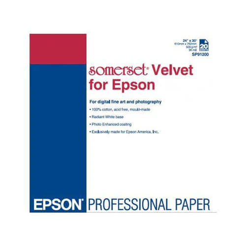 Epson Somerset Velvet 505 gsm (24" x 30". 20 Sheets) (SP91200)