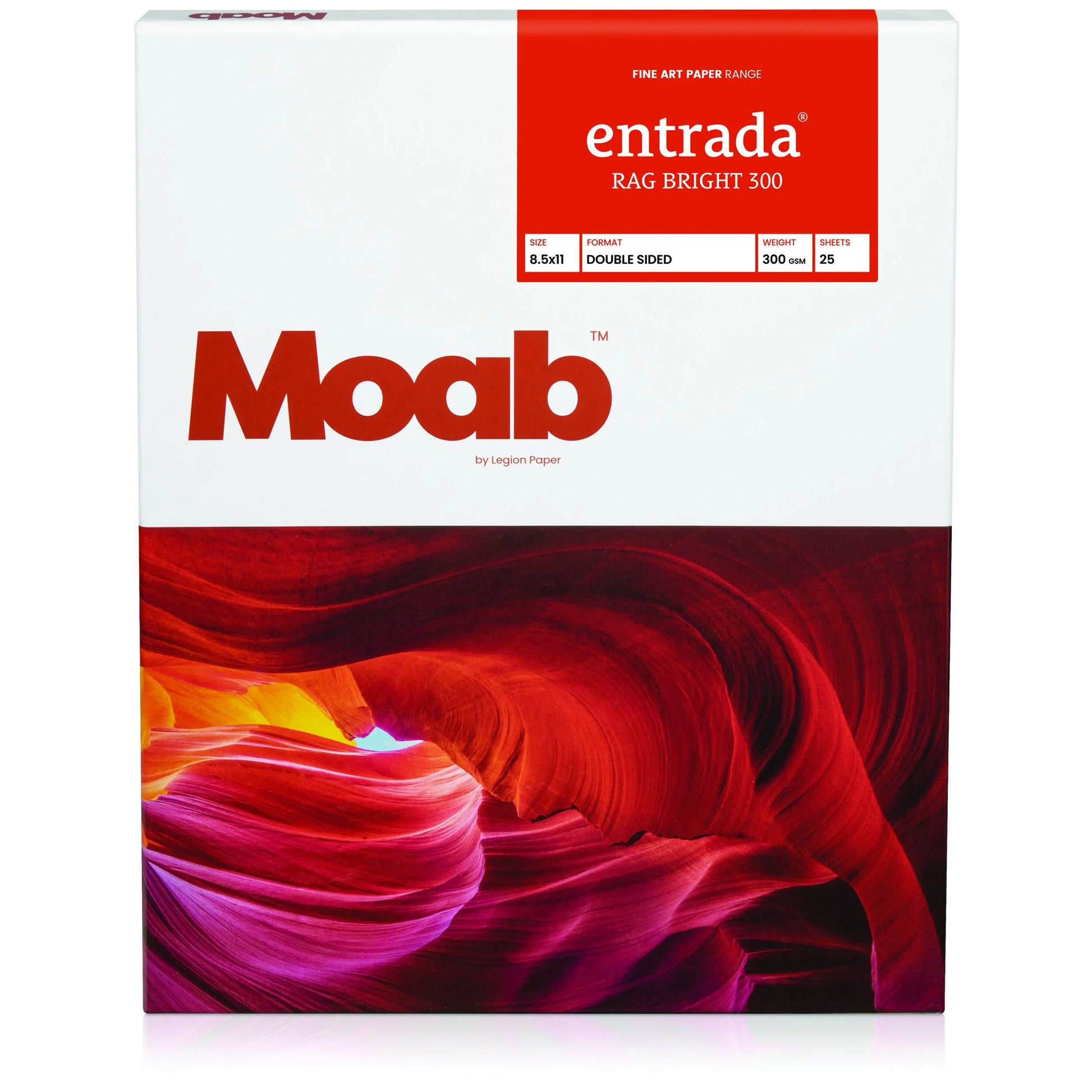 Moab Entrada Rag Bright 300gsm - 17in x 22in, 25 Sheets