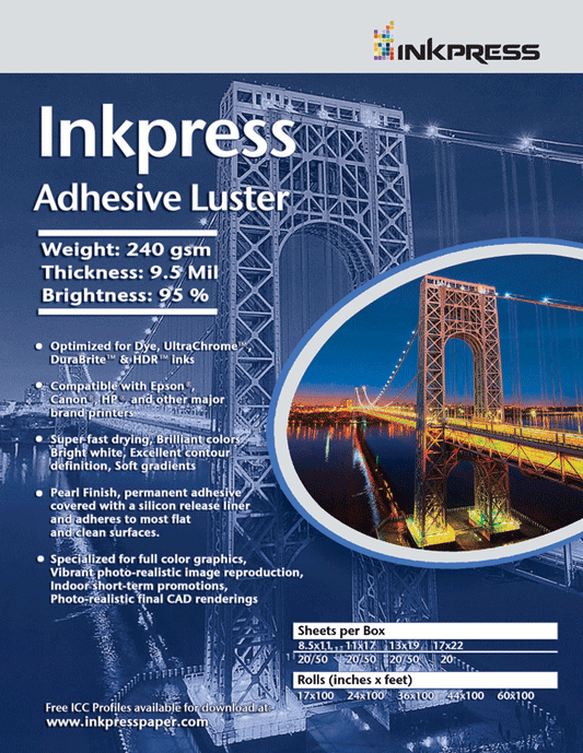 Inkpress Adhesive Luster 190 17''X22''x20