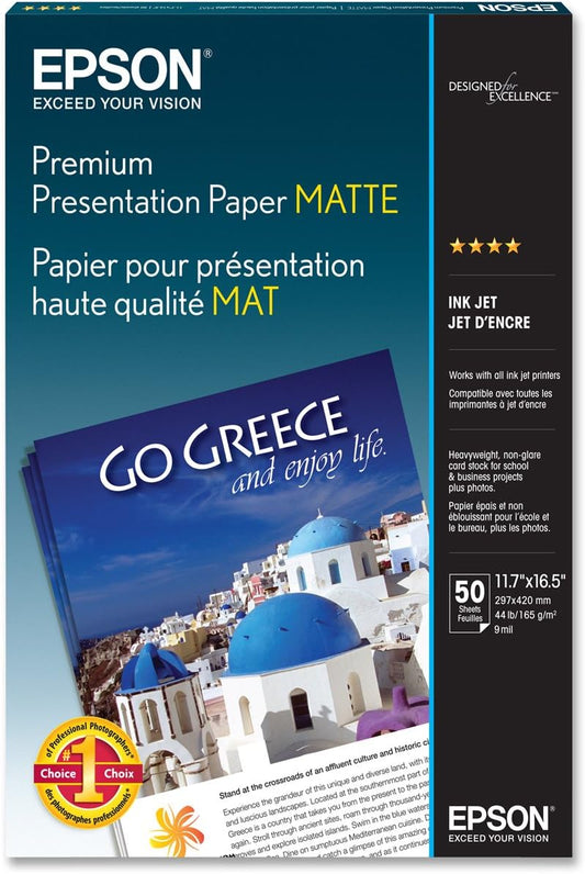 Epson Premium Presentation Matte - 11.7" x 16.5" 100 Sheets (S041260)
