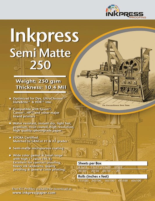 Inkpress Semi Matte 250 44" x 100'