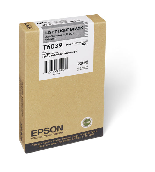 Epson 7800/7880/9800/9880 Light Light Black Ink UltraChrome (220ml) (T603900)