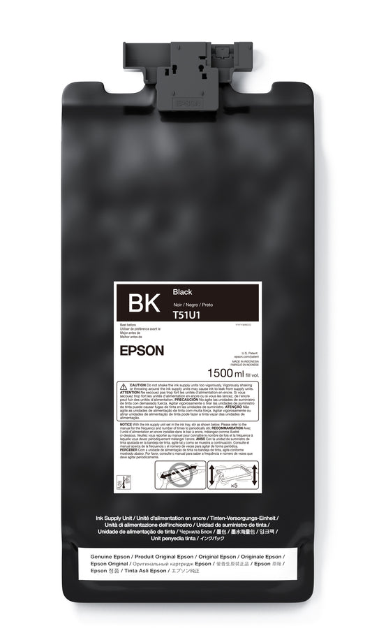 Epson 1.5L T51U UltraChrome GS3 Eco-Solvent Ink for SureColor S7170/S8170/S9170 Printer - Black