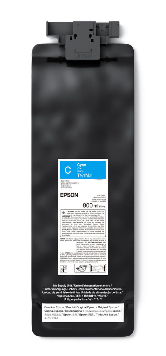 Epson 800ml T51N UltraChrome GS3 Eco-Solvent Ink for SureColor S7170/S9170 Printer - Cyan