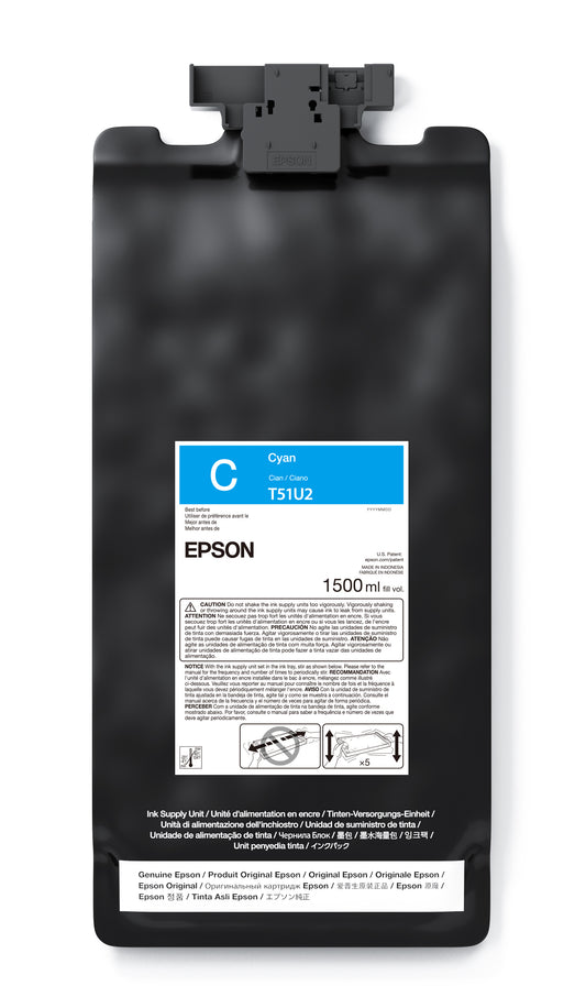 Epson 1.5L T51U UltraChrome GS3 Eco-Solvent Ink for SureColor S7170/S8170/S9170 Printer - Cyan