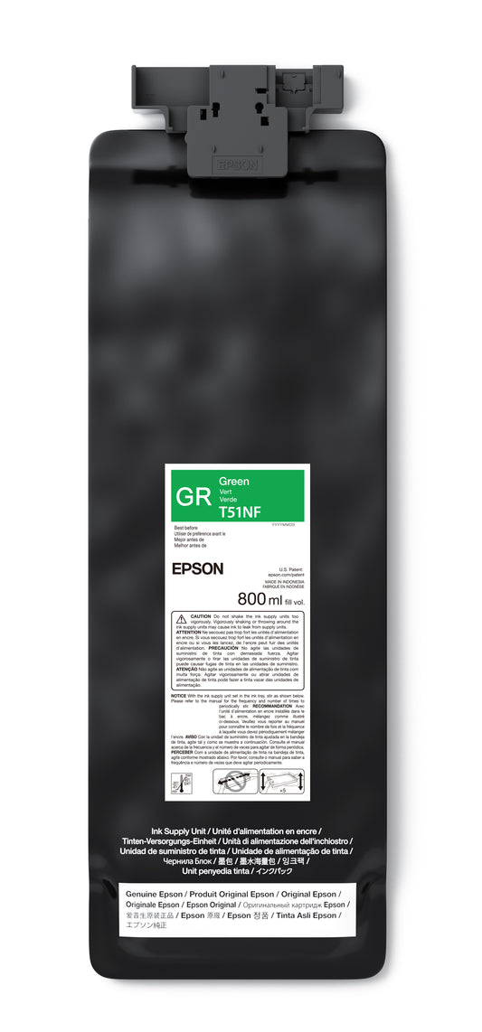 Epson 800ml T51N UltraChrome GS3 Eco-Solvent Ink for SureColor S9170 Printer - Green