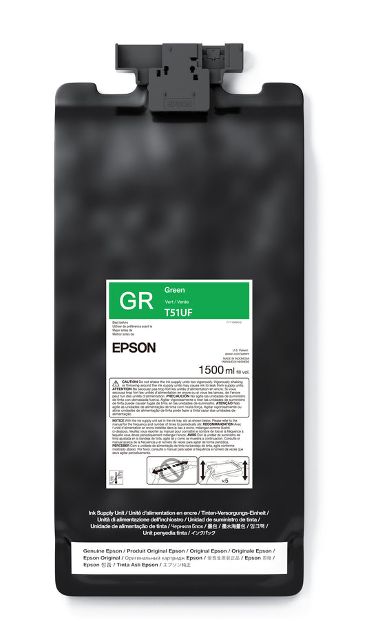 Epson 1.5L T51U UltraChrome GS3 Eco-Solvent Ink for SureColor S9170 Printer - Green