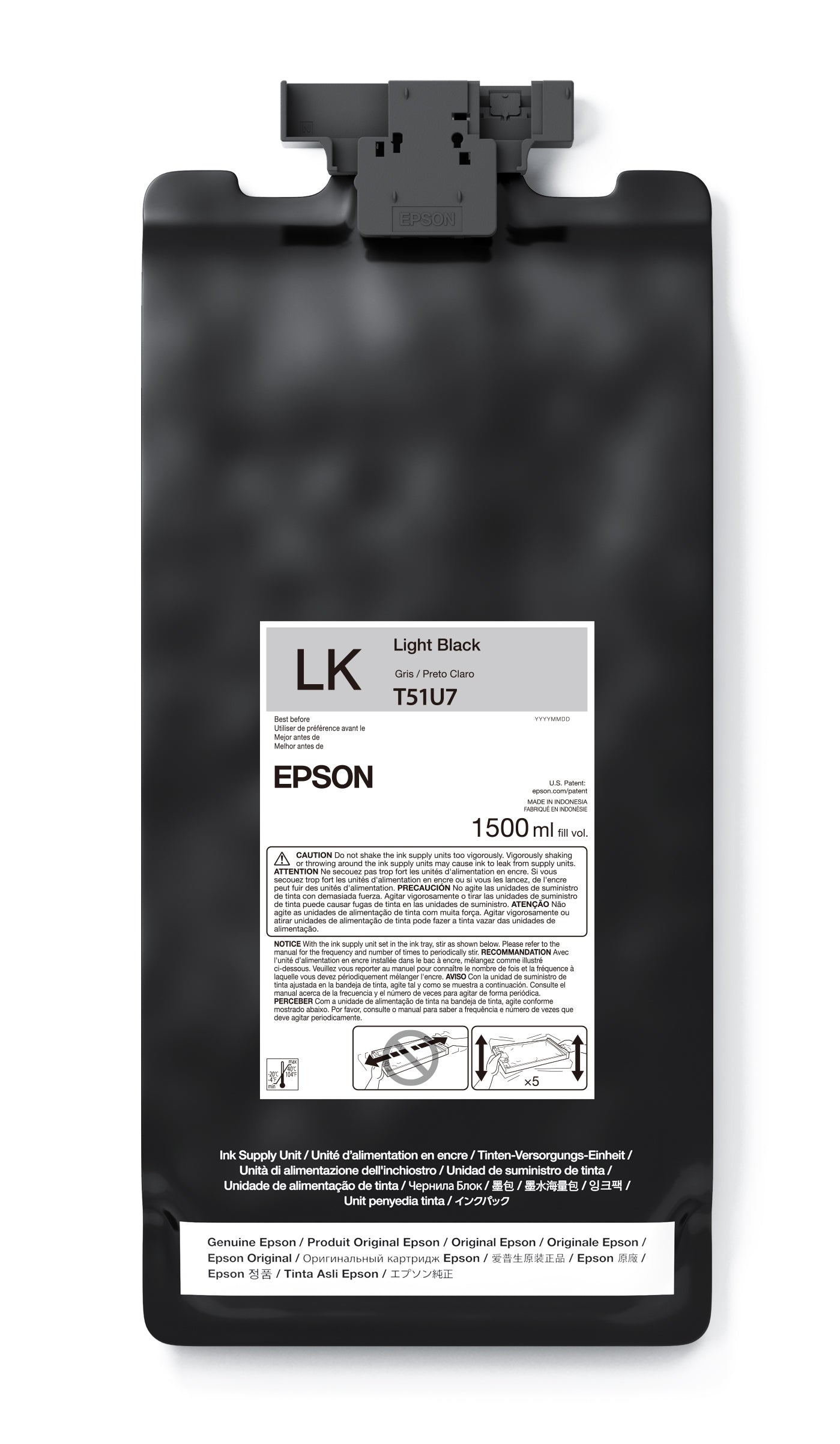 Epson 1.5L T51U UltraChrome GS3 Eco-Solvent Ink for SureColor S9170 Printer - Light Black