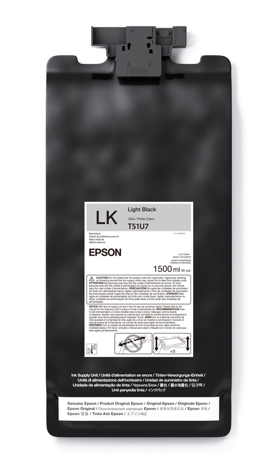 Epson 1.5L T51U UltraChrome GS3 Eco-Solvent Ink for SureColor S9170 Printer - Light Black