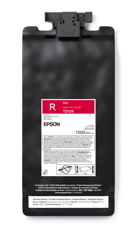 Epson 1.5L T51U UltraChrome GS3 Eco-Solvent Ink for SureColor S9170 Printer - Red
