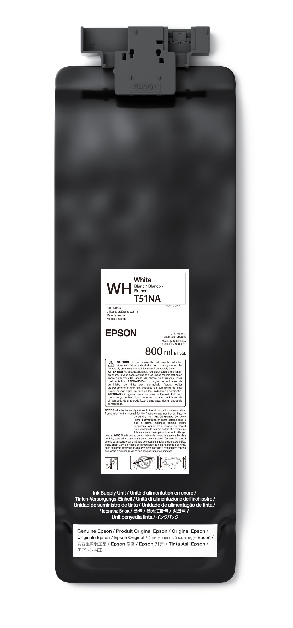 Epson 800ml T51N UltraChrome GS3 Eco-Solvent Ink for SureColor S9170 Printer - White