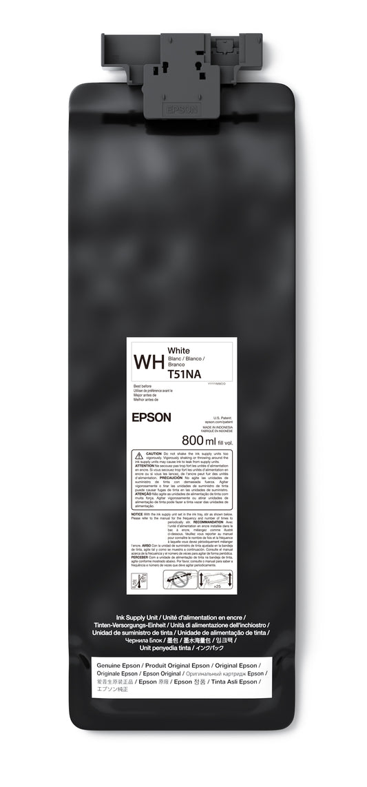 Epson 800ml T51N UltraChrome GS3 Eco-Solvent Ink for SureColor S9170 Printer - White