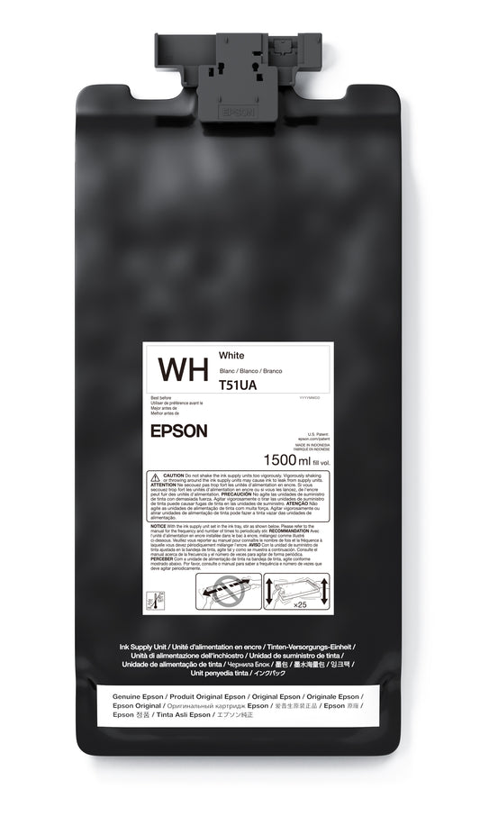 Epson 1.5L T51U UltraChrome GS3 Eco-Solvent Ink for SureColor S9170 Printer - White