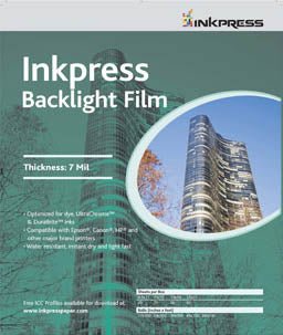 Inkpress Backlight Film 8.5'' x 11'' x50 sheets